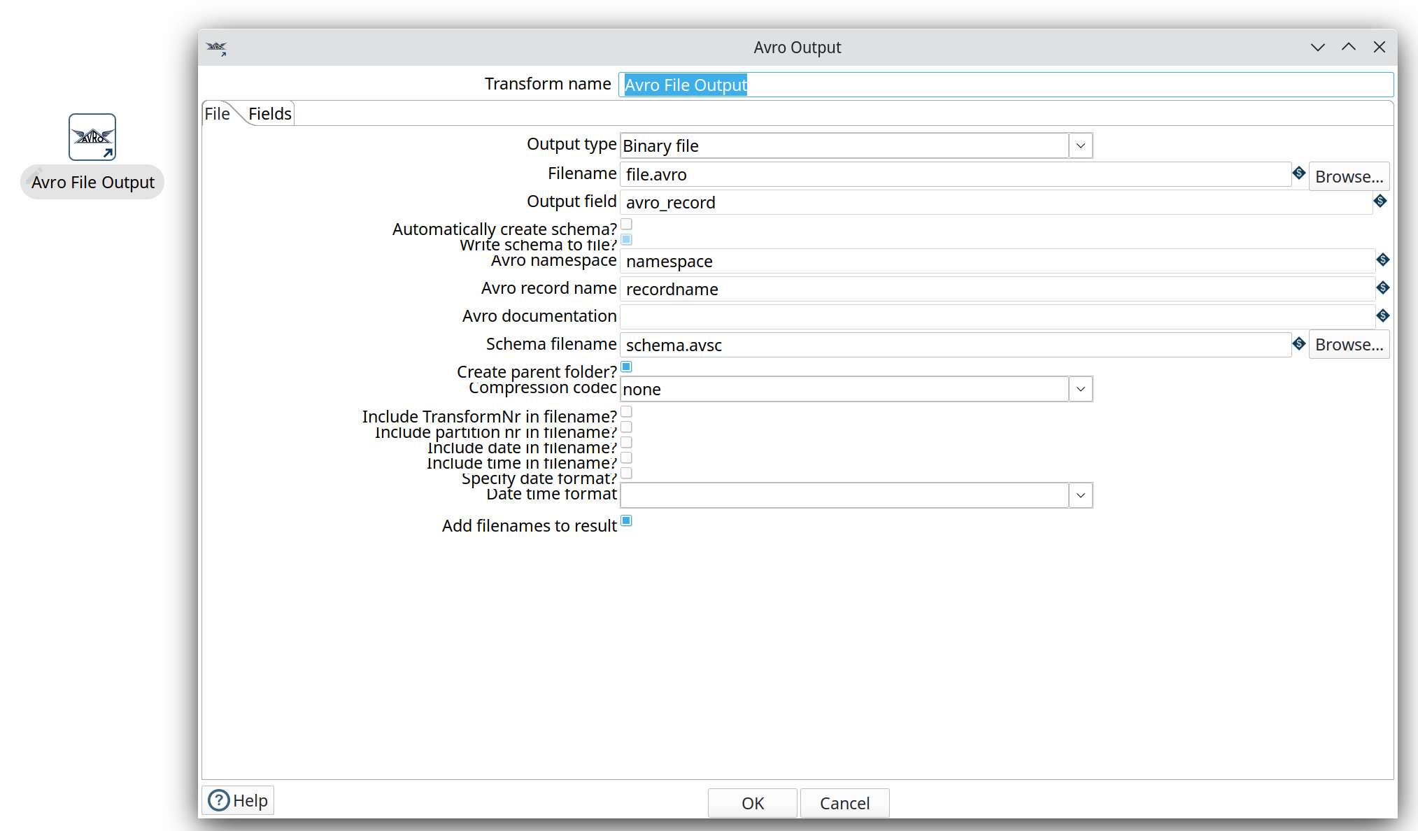 Avro File Output transform