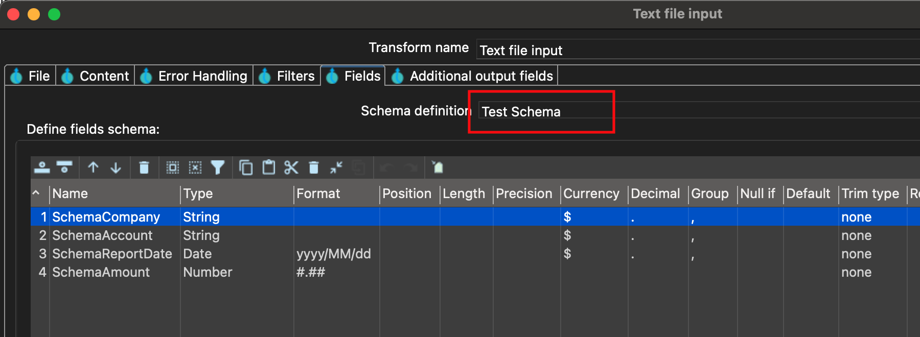 Static Schema Metadata Type