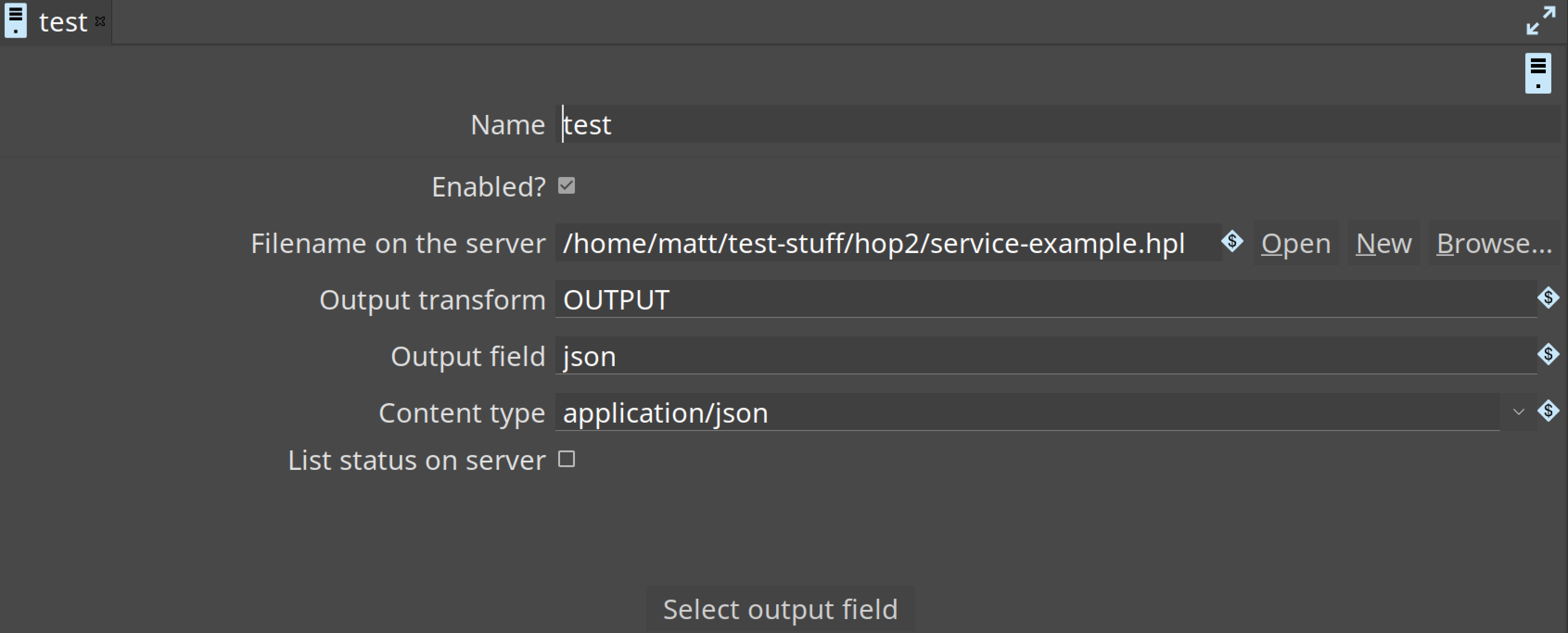 Web Service metadata example