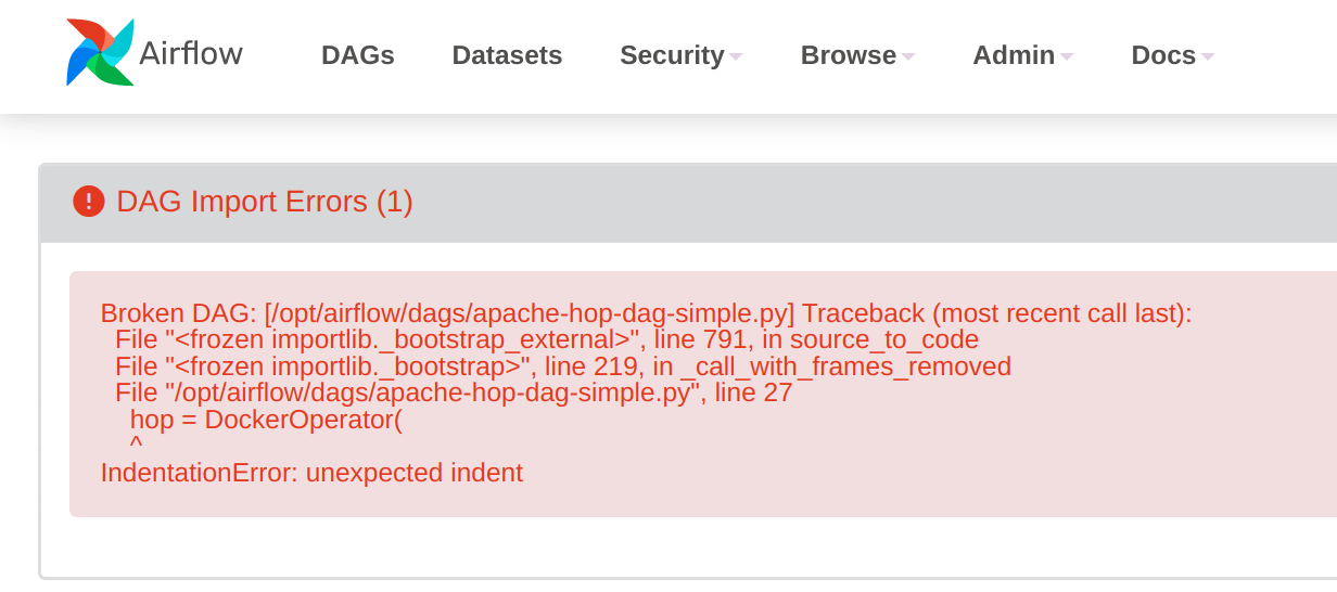 Apache Airflow - DAG error