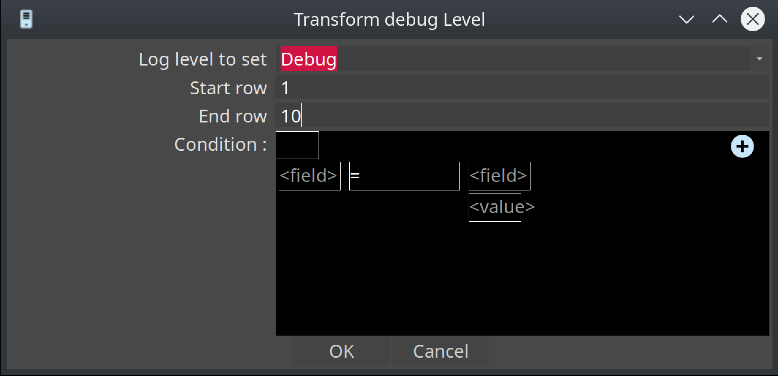 Setting a custom transform logging level