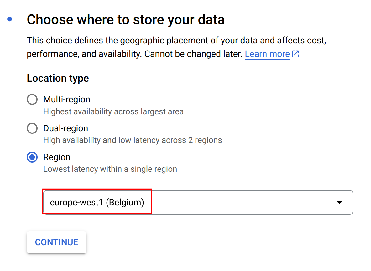 GCP bucket region