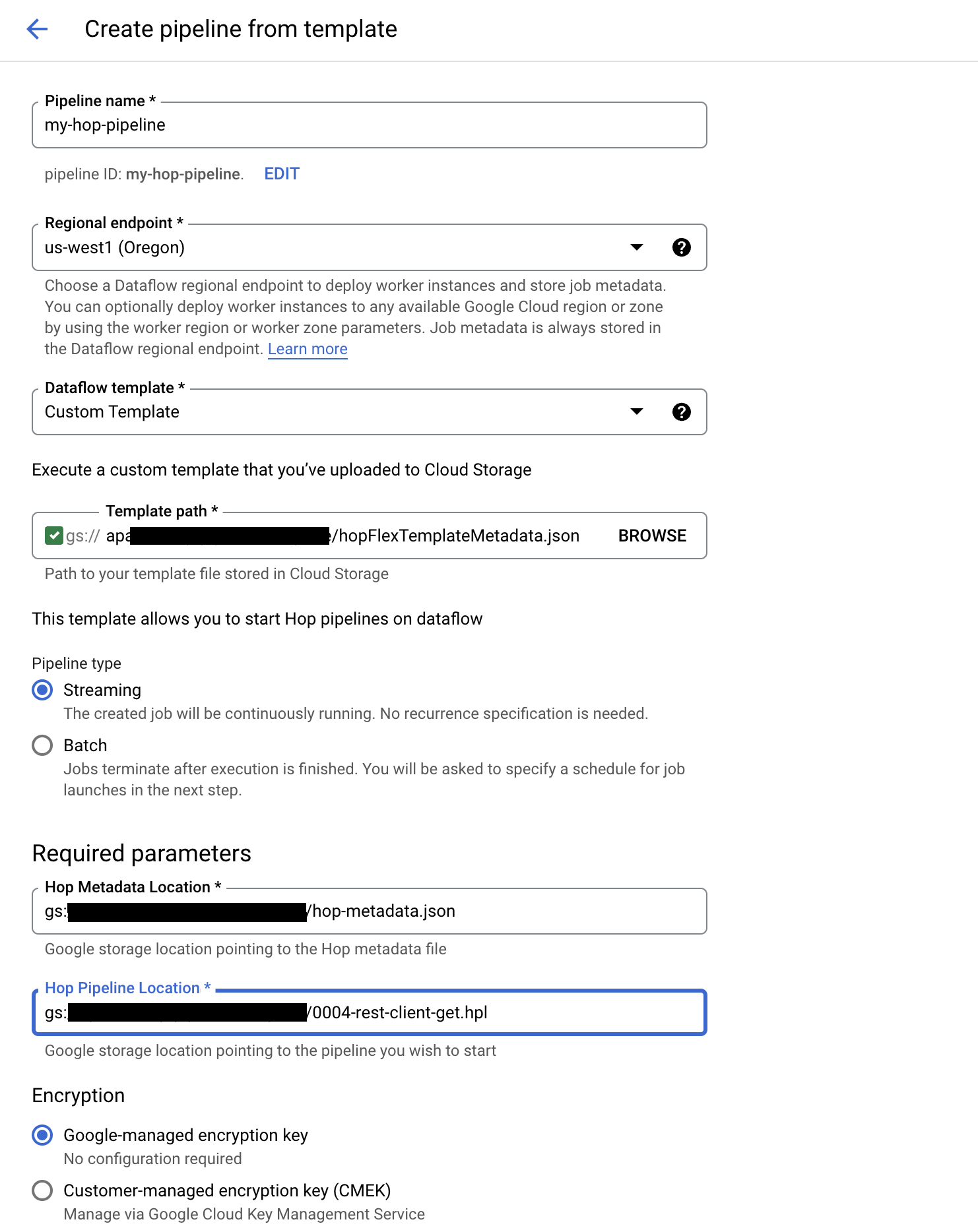 beam dataflow template