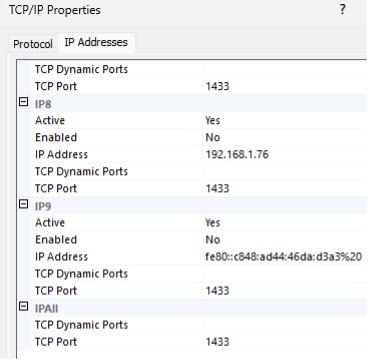 Sql Server configuration example