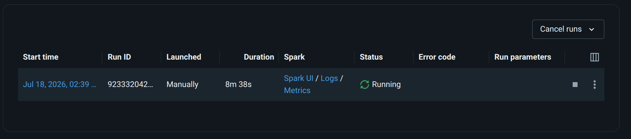 Databricks Jobs run for Hello Databricks showing pipeline Running