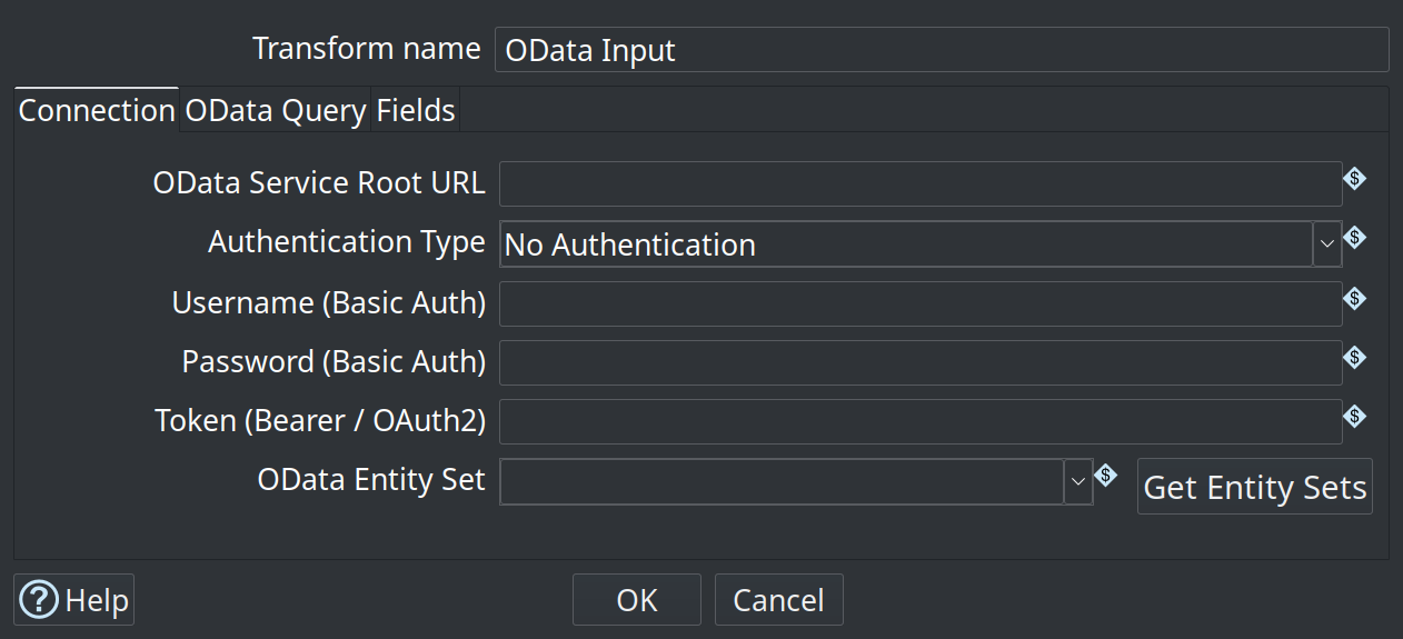 OData input Connection Tab
