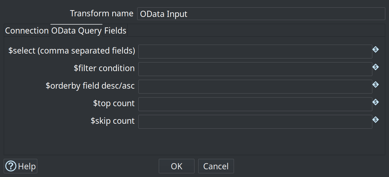 OData input Query Tab