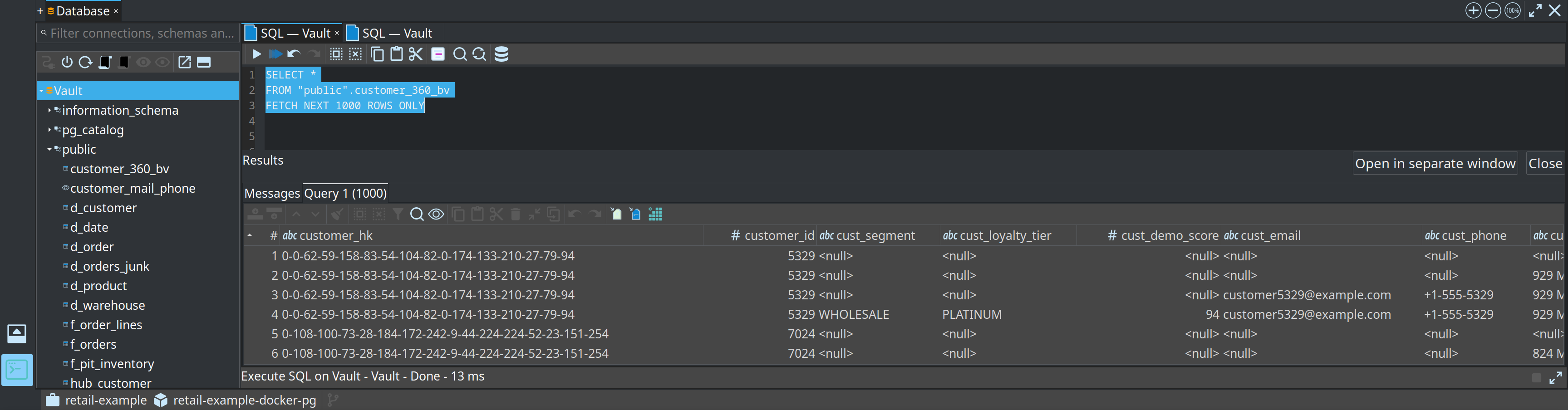 SQL editor with query results