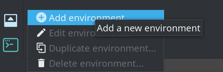 Add environment menu